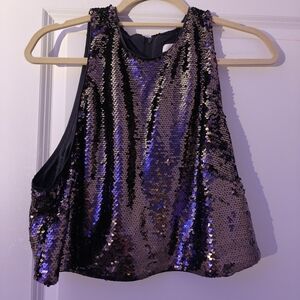 Sequin Sleeveless Top - Dark Gray